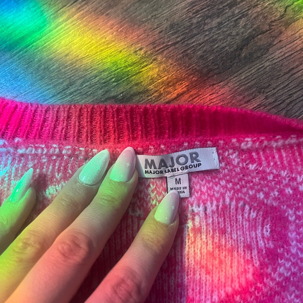 Heart Patterned Pink Cardigan - Picture 2 of 3